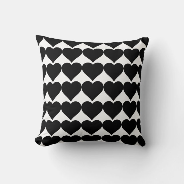Black white Heart classic elegant pattern Throw Pillow (Front)