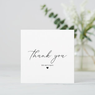 Black White Heart Script Thank You Card