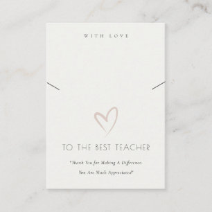 BLACK WHITE HEART TEACHER GIFT NECKLACE DISPLAY PLACE CARD