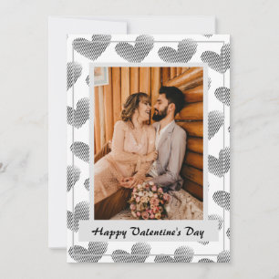 Black & White Hearts Pattern Happy Valentine's Day Holiday Card
