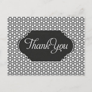 Black White Hexagon Pattern Thank You Postcard