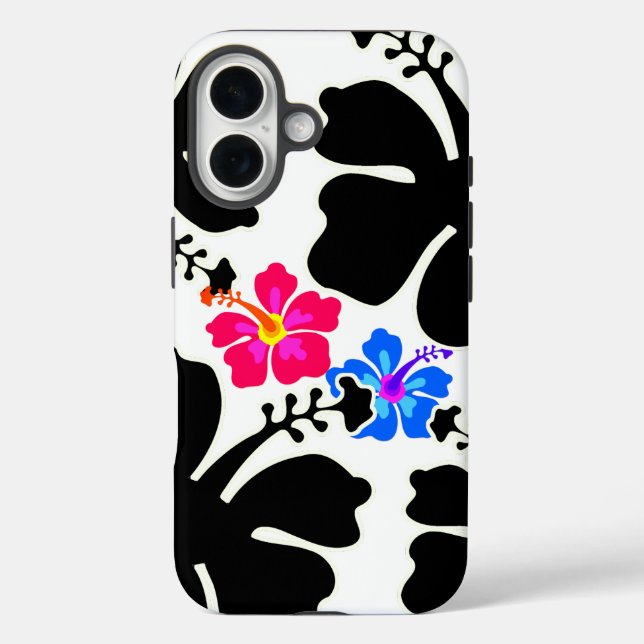Black White Hibiscus Design Case-Mate iPhone Case (Back)
