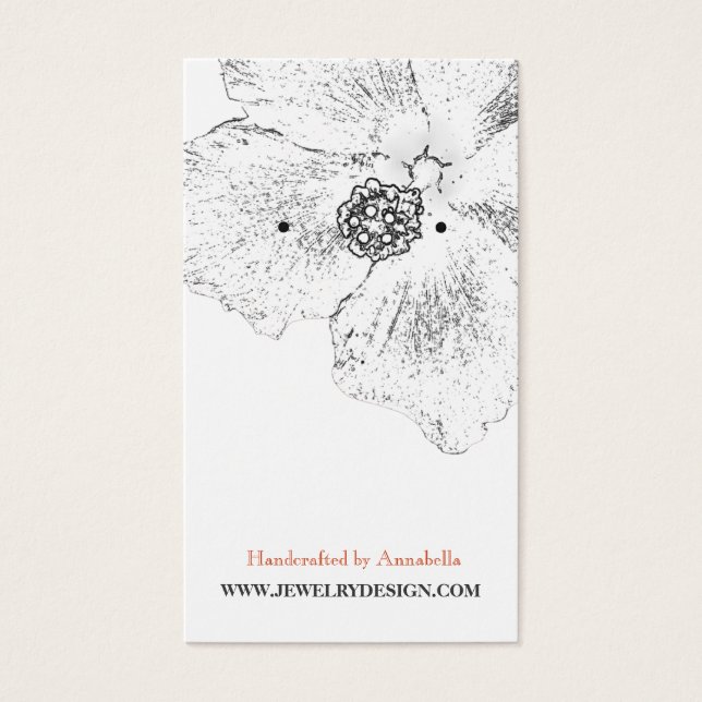 ©Black White Hibiscus Floral Earring Holder (Front)