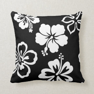 Black & White Hibiscus Throw Pillow