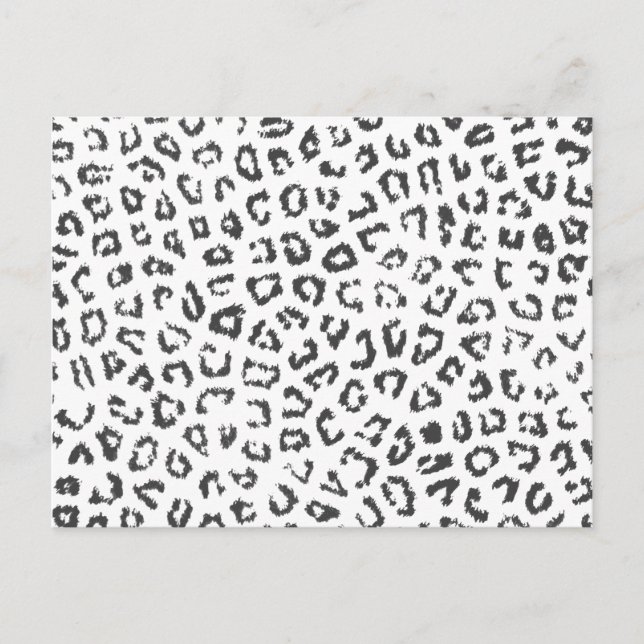 Black white hipster watercolor animal print postcard (Front)