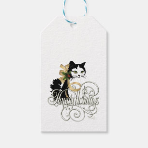 Black & White Holiday Cat Gift Tags
