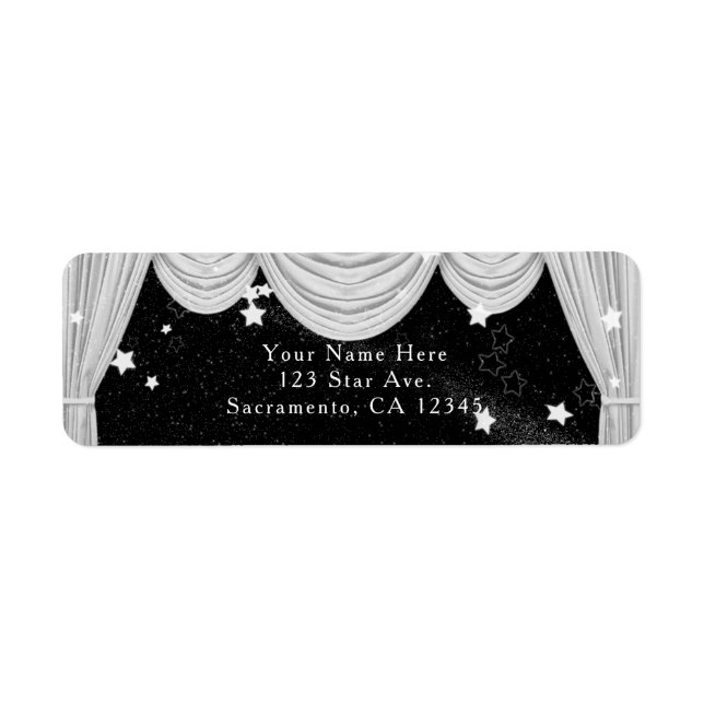 Black & White HOLLYWOOD Curtains Invitation (Front)
