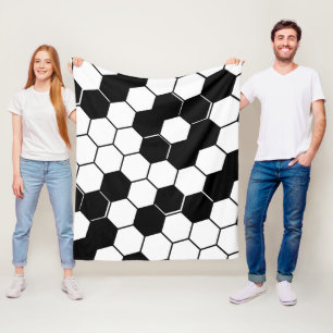 Black & White Honeycomb Geometric Hexagon Pattern Fleece Blanket