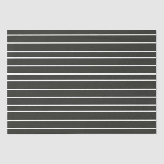 Black White Horizontal Stripes  Tissue Paper (Front)