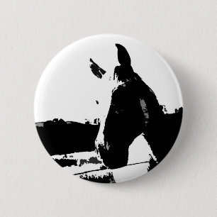 Black & White Horse 2 Inch Round Button