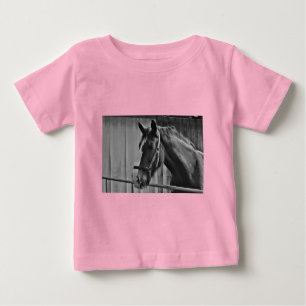 Black White Horse - Animal Photography Art Baby T-Shirt