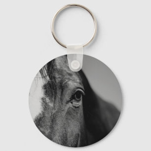 Black White Horse Eye Artwork Keychain