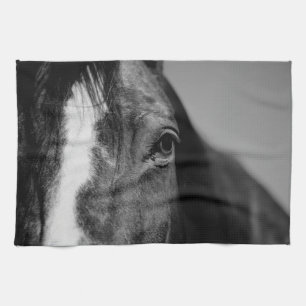 Black White Horse Eye Artwork Kitchen Towel