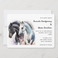 Black & White Horse Pair in Watercolor