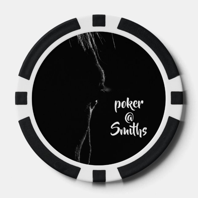 Black & White Horse Silhouette Poker Chips (Front)