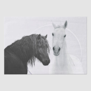 Black White Horses Best Friends Decoupage Tissue Paper