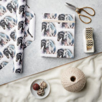  Black & White Horses in Watercolor Patterned