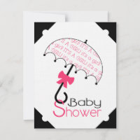 Black White & Hot Pink Baby Shower Invitation