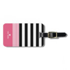 Black, White & Hot Pink Striped Personalized