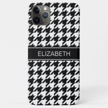 Black White Houndstooth #2 Black Name Monogram