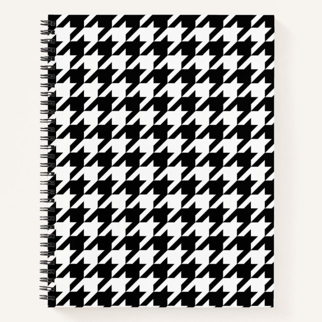 Black White Houndstooth Check Notebook (Front)