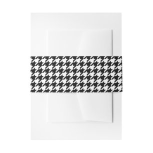 Black White Houndstooth Check Tissue Invitation Belly Band