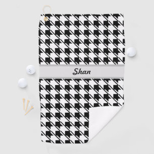 Black White Houndstooth Golf Towel