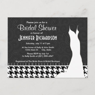 Black & White Houndstooth Invitation Postcard