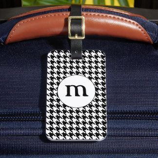 Black & White Houndstooth Monogrammed Luggage Tag