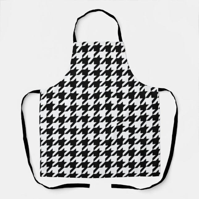 Black & White Houndstooth Pattern Apron (Front)
