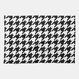 Black & White Houndstooth Pattern Kitchen Towel