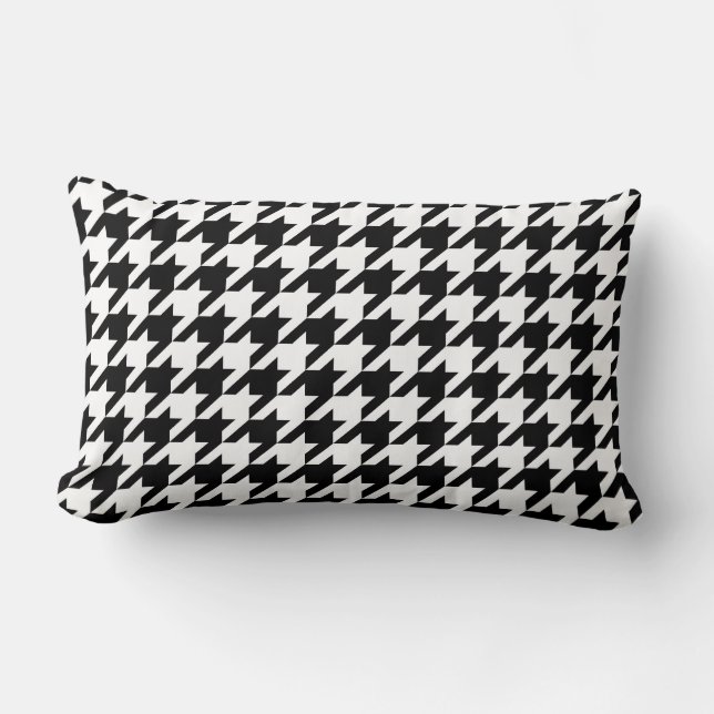 Black & White Houndstooth Pattern Lumbar Pillow (Front)