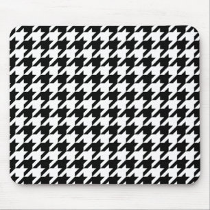Black & White Houndstooth Pattern Mouse Pad