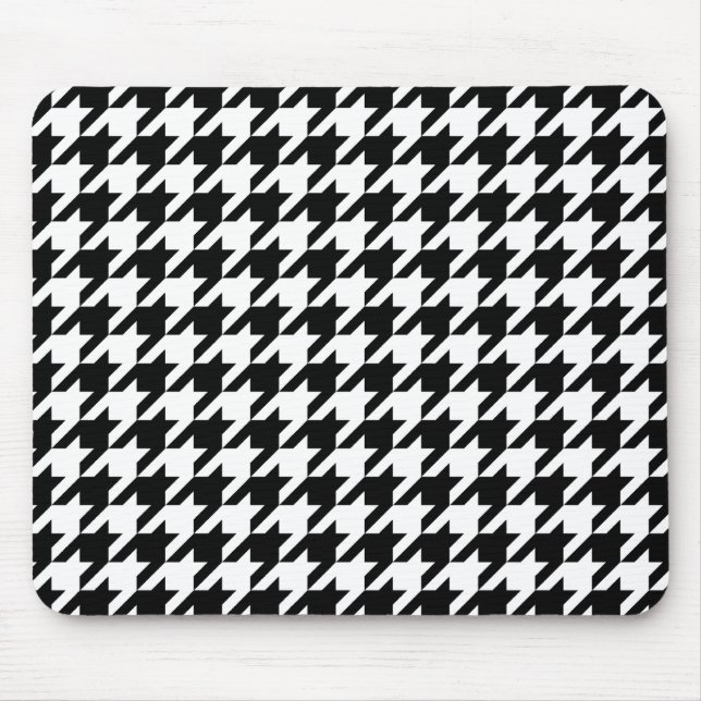 Black & White Houndstooth Pattern Mouse Pad (Front)