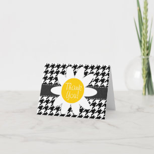 Black & White Houndstooth.; Spring Daisy Thank You Card
