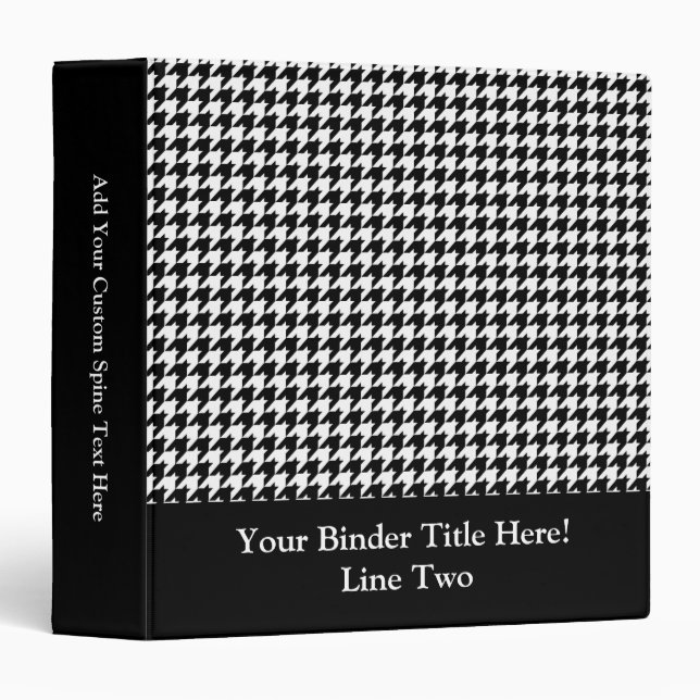 Black/White Houndstooth Stylish Fashion Designer Binder (Front/Spine)