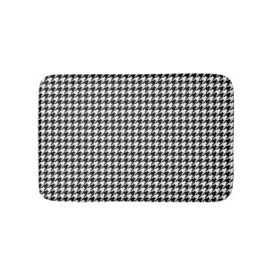 Black White Houndstooth Tissue Abstract Figures Bath Mat