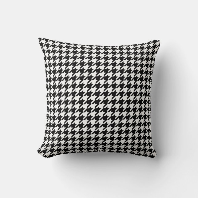 Black White Houndstooth Tissue Abstract Figures Throw Pillow (Front)