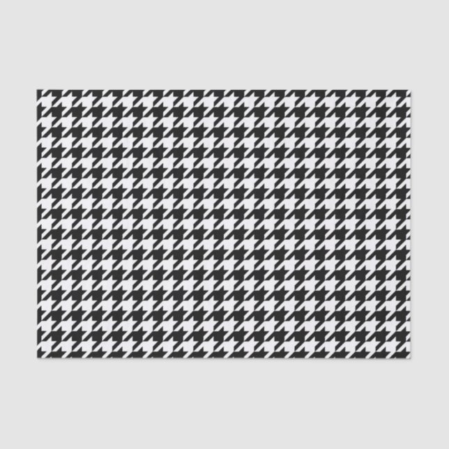 Black White Houndstooth Tissue Abstract Figures Tissue Paper (Front)