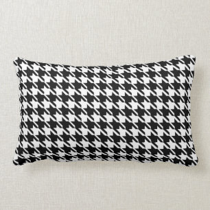 Black White Houndstooth Trendy Chequered Lumbar Pillow