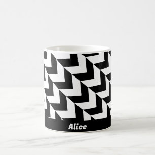 Black White Houndstooth Triangles Arrows Pattern Coffee Mug