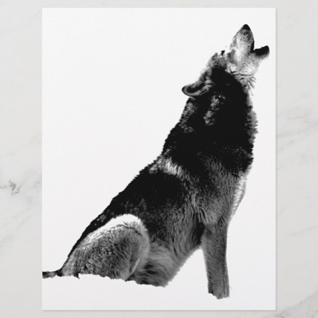 Black White Howling Wolf (Front)