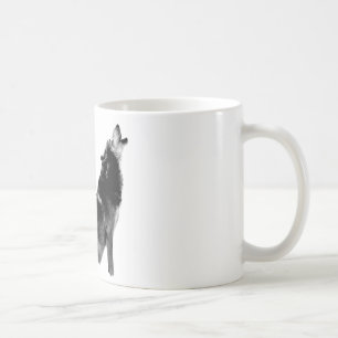 Black White Howling Wolf Coffee Mug