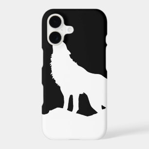Black & White Howling Wolf Silhouette