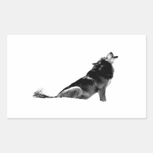 Black White Howling Wolf Sticker