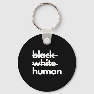 Black White Human Racial Injustice Awareness Ribbo Keychain