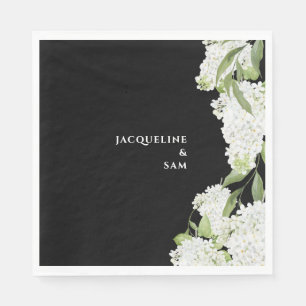 Black White Hydrangeas Wedding Napkin