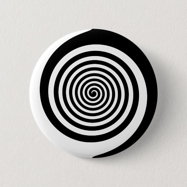 Black & White Hypnotic Spiral 2 Inch Round Button (Front)