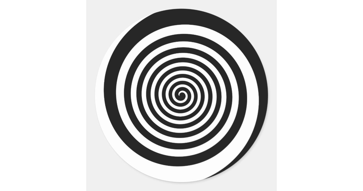 Black White Hypnotic Spiral Classic Round Sticker  