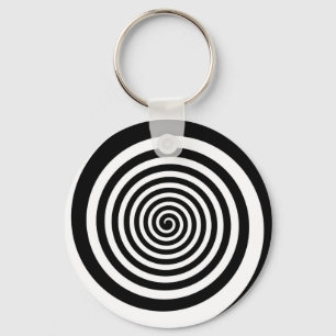 Black & White Hypnotic Spiral Keychain